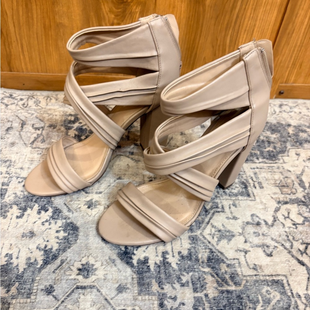 Charlotte Russe Taupe Strappy Heels